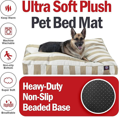 Majestic Pet Rectangle Large Dog Bed Washable – Non Slip Comfy Pet Bed – Dog crate Bed with Removable Washable Cover – Dog Kennel Bed for Sleeping - Dog bed X-Large Breed 50x42x5 Inch – Sand Beige