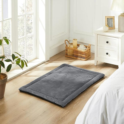 Allisandro Lightweight Waterproof Dog Bed Pad, 1.5" Thick Travel Mat for Crates, Kennels & Elevated Beds, Washable Non-Slip Sleeping Mat for Small to Large Dogs, 42 x 28 Inches, Dark Grey