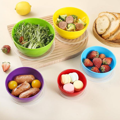Set of 4 Plastic Prep Bowls with Lids，Microwave and Dishwasher Safe,Ideal for Baking, Prepping, Cooking and Serving Food (Purple)