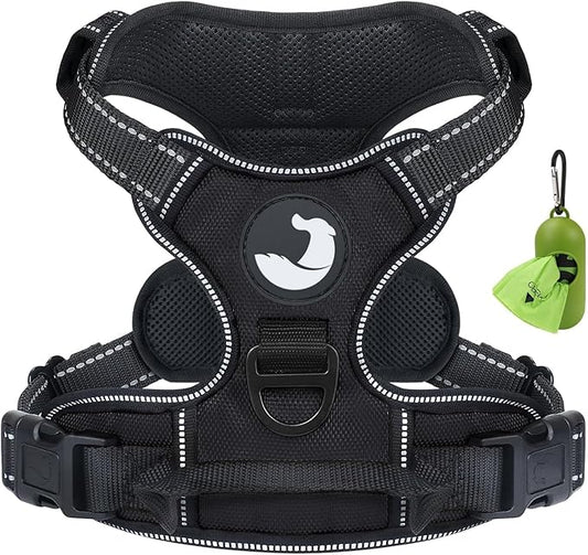 Joytale No Pull Dog Harness for Small Dogs, Reflective Pet Vest with Front Clip, Adjustable Soft Padded Harnesses with Easy Control Handle for Training and Walking, Black, S