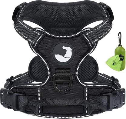 Joytale No Pull Dog Harness for Extra Large Dogs, Reflective Pet Vest with Front Clip, Adjustable Soft Padded Harnesses with Easy Control Handle for Training and Walking, Black, XL