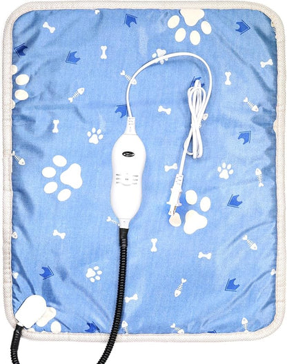 HOTDOG Pet Heating Pad, Adjustable Temperature, Waterproof Heating Pad with Chew Resistant Cord, 21.7''X17.7'' Blue