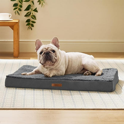 LE SURE Washable Dog Bed Cover Replacement - Medium Size Plush Fleece Cover for Orthopedic Egg Crate Foam Pet Mat 30x20x3 Inches, Dark Grey