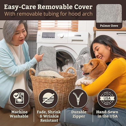 Snoozer Rectangle Cozy Cave Dog Bed - Indoor Dog Bed with Cover Cave, Covered Calming Burrow for Medium & Large Sized Pets with Blanket Attached, Enclosed, Washable Cover - Large, Palmer Dove
