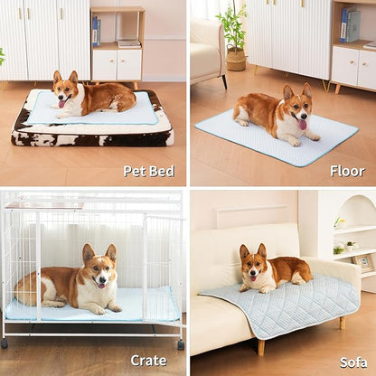 Dog Cooling Mat, Washable Cooling Mat for Dog, Foldable Kennel Pet Bed, Cool Pad (Cool &Warm Surface) for All Seasons Use, Pet Pads for Cats Use in Crate (44 X 32 Inch - Extra Large -)