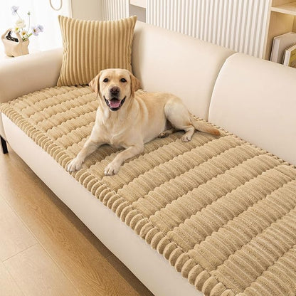 Smiry Couch Cover for Dogs Washable, Non Slip Fuzzy Pet Couch Covers for 3 Cushion Sofa Pet Friendly, Thick Soft Sofa Slipcovers Cushion Protector (Camel, 27.6" x 47")