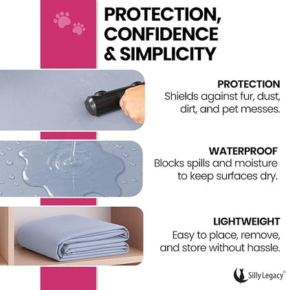 SILLY LEGACY Thin Reversible Waterproof Protective Cover or Liner for Bed or Couch (Twin Size, 90 x 55 inch), for Dogs and Cats, Babies; Incontinence, Dirt, Drool