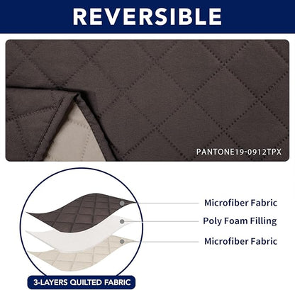PureFit Recliner Cover, 2 Seat, Water Resistant, Reversible, Non-Slip, Washable, Chocolate/Beige