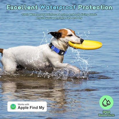 GPS Dog Collar Tracker 2-in-1,Reflective Waterproof Pet Collar,iOS-Only,No Monthly Fees,Unlimited Range,Ideal for Dog Tracking pet Tracker,for Small Medium Large Dogs(M (15"-20.5"), Blue)