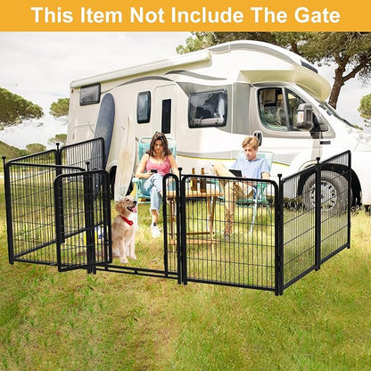 Getlay Doorless Dog Playpen 56inch 10 Panels, Dog Fence Outdoor for Yard, Garden Fence for Medium/Large Pets. Black Dog Pens Total22.1 Ft(L)