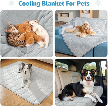 Dog Cooling Blanket, 0.4 Q-MAX Cooling Blanket for Dogs Washable, Cool to Touch Pet Blanket Cooling Comforter Throw for Bed Cover, Soft Lightweight Cold Mats for Pet Summer Sleeping (30"×40"/Grey)