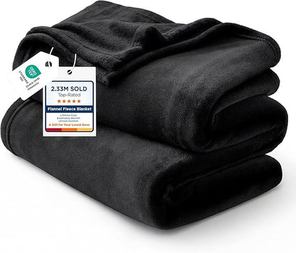 Bedsure GentleSoft Fleece Throw XL Blanket Black - 300GSM Soft Lightweight Plush Cozy Blankets for Bed, Sofa, Couch, Travel, Camping, 50x70 inches