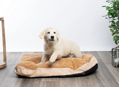 Modern Threads - Luxury Dog Bed - Orthopedic Memory Foam Soft Plush Pillow Bed for Small to Large Dogs - Machine Washable - Pamper Your Pet with Cozy Beds - Linen Beige