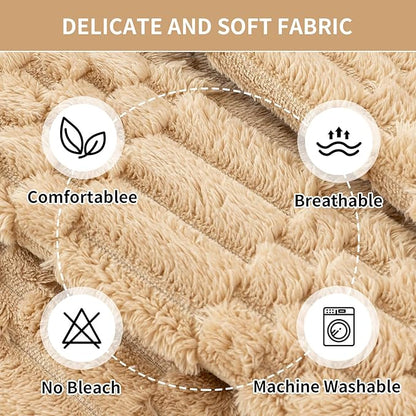 Plush Warm Sofa Covers Washable, Funny Fuzzy Couch Cover for Dogs Washable, Non-Slip Couch Covers for Recliner, Soft Sofa Slipcover for Pet & Kid(1PC, Light Brown, 28"×28", Single Seater)