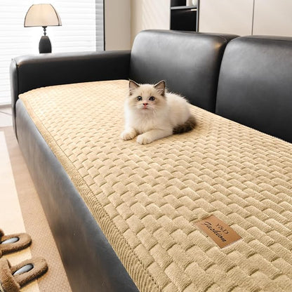 Couch Covers for Dogs Washable, Velvet Dog Couch Cover Protector, Fuzzy Plush Pet Sofa Cover for Loveseat, Sofa Covers for Pets(1,Light Brown,27.6"x59.1", 2 Seater Sofa Pad Cover)