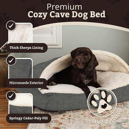 Snoozer Pet Products Luxury Rectangle Cozy Cave Dog Bed with Microsuede, Showdog Collection, Large, Merlin Pewter