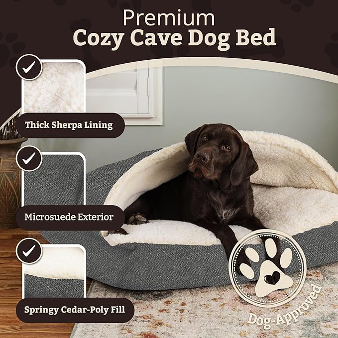 Snoozer Pet Products Luxury Rectangle Cozy Cave Dog Bed with Microsuede, Showdog Collection, Small, Merlin Pewter
