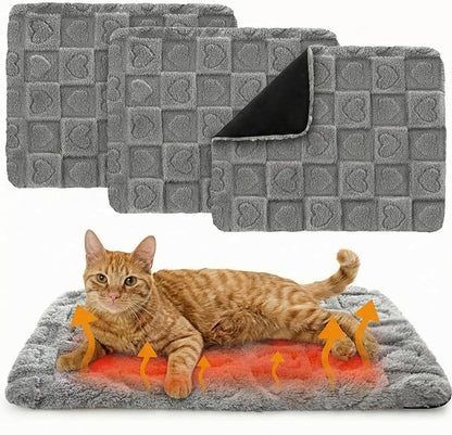 3 Pack Self Warming Cat Bed Mat Self Heating Dog Pad Reflects Body Warm Thermal Pet Pad Washable Non Slip Crate Kennel Bed Mat for Indoor Outdoor, 20 x 15 Inch(Gray)