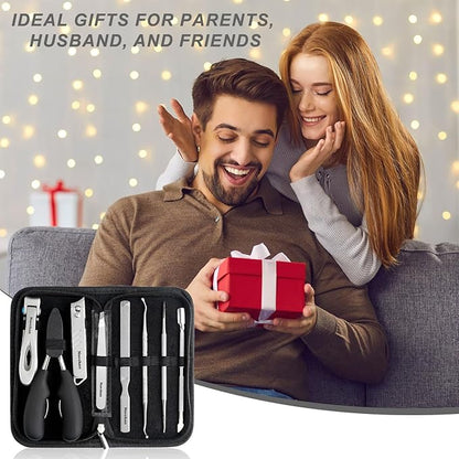 Nail Clippers Kit, 8-Piece Stainless Steel Toenail & Fingernail Clipper with Nail File & Cleaner, Precision Sharp Blade for Easy Clean Cut, Ideal for Men, Women, Seniors, Gift Pack