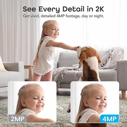 Geeni Scope Ultra 2K 360° Smart Indoor Camera, 1440p HD Auto-Tracking, Dual Band WiFi 2.4GHz 5GHz, Alexa & App Control, Wall Mountable, White