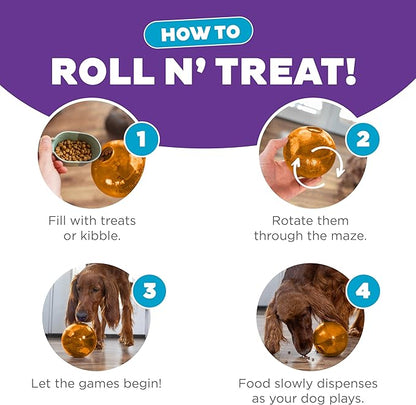Outward Hound Orbee-Tuff Mazee Interactive Dog Puzzle Toy, Treat Dispensing Slow Feeder Ball, Orange, 4.7-Inch