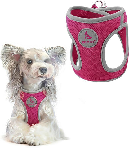 Kruz Dog Harness (Chest 13.5"-14", Weight 4–6 lbs) Athletica Adjustable Heavy Duty No Choke Puppy Vest for Small Dogs Lightweight Air Mesh, Reflective, Puppy Essentials – Raspberry Pink, X-Small