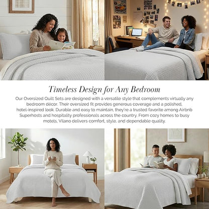 Southshore Fine Living, Inc. Twin XL Comforter Quilt Bedding Set, Dorm Room Bedding Essentials, Stain Resistant, Machine Washable Bedspread, XL/Twin Grey Quilt Bed Spread with Pillow Sham, Light Grey