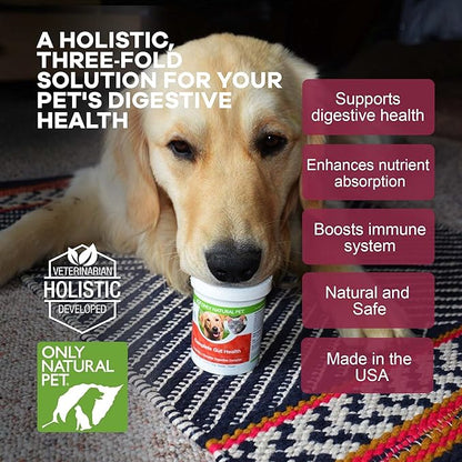 Only Natural Pet Complete Gut Health Complex - Probiotics & Digestive Enzyme Supplement for Dogs & Cats - Promotes Healthy Digestion, Immune System, Nutrient Absorption - Made in USA -3.5oz Powder