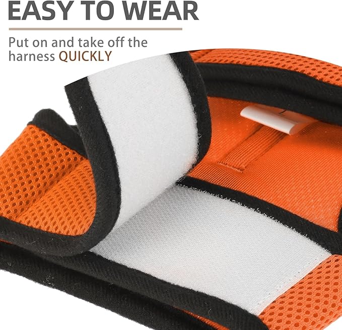 PUPTECK Soft Mesh Cat Vest Harness and Leash Set Puppy Padded Pet Harnesses Escape Proof for Cats Small Dogs Rabbits Bunny, Orange XL