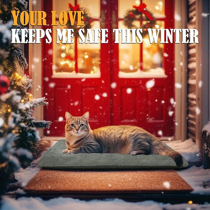 PETNF Outdoor Pet Heating Pad for Cats House Safe Electric Cat Warming Pad Waterproof Heated Cat House for Outside Feral Animal Outdoor Heat Dog Bed Mat 20"X16"
