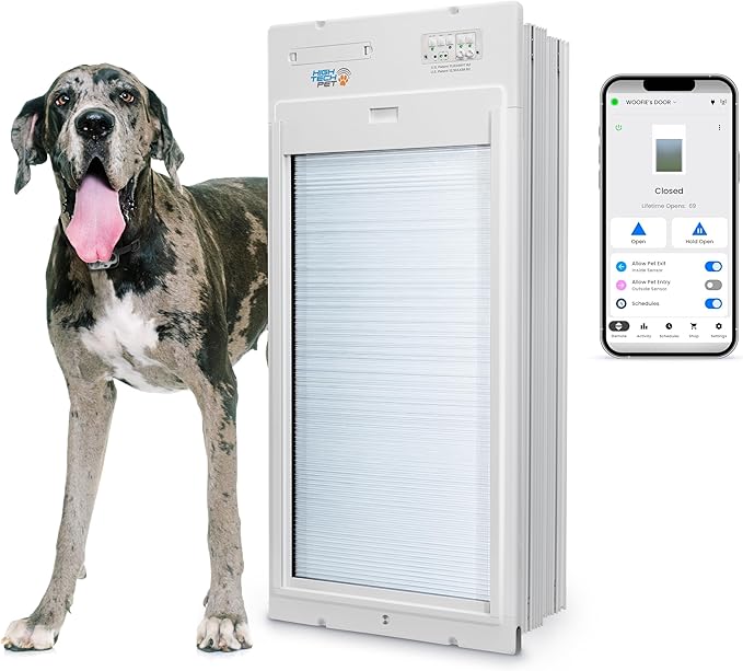 Power Pet Roll Up - Dependable Smart Dog Door, Automatic Pet Collar Operation with or Without App-High Security, Safe, Air Tight and Weatherproof, Space Saving Modern Design (Wall Mount, Extra Large)
