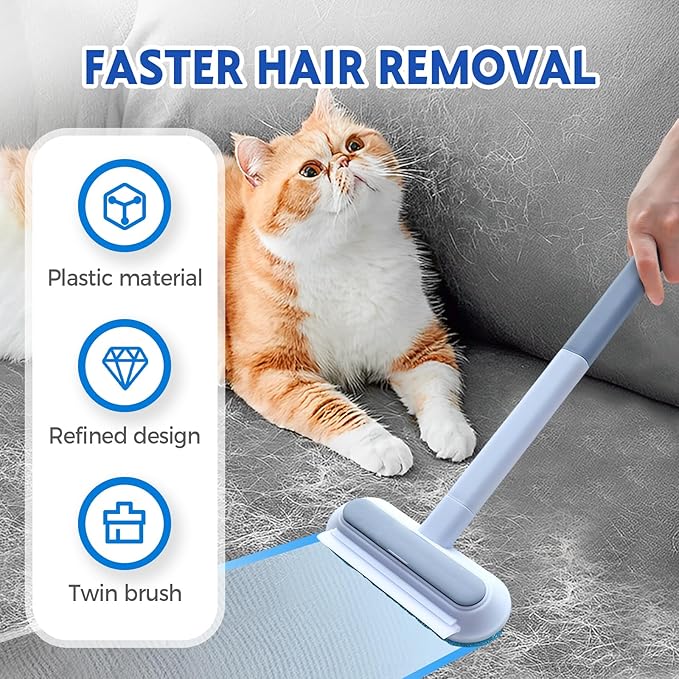JUDUNA 2025 New Pet Hair Remover, 4 in 1 Pet Hair Removal Tool for Couch Carpet Furniture, Multifunctional Double Sided Dogs Cats Hair Removal Brush, Reusable Cleaning Brush for Window (3 Pc)