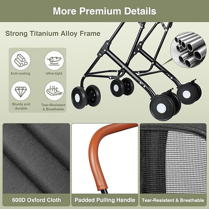 Double Pet Stroller for Dogs and Cats: Dog Stroller Foldable Travel Carriage with Detachable Carriers, Safety Belts, and 4 Lockable Wheels for Small to Medium Pets – Ideal for Multi-Pet Homes (Black)