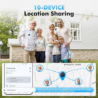 Air Tracker Tags-4 Pack for Android with Case- Bluetooth Tracker Item Finder for Key, Wallet, Luggage - Works with Google Find Hub, IP66 Waterproof, Smart Tag for Android & Samsung Phones(White)