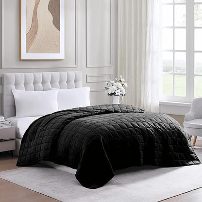 Casa Platino Black Blanket Twin Size - Pre-Washed Ultra Soft Quilted Blanket - Lightweight Twin Size Blanket - All Season Twin Blanket - Premium Microfiber Down Alternative Blanket Twin Size