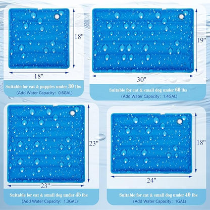 Dog Cooling Mat Water Injection Pet Cool Pads Dogs & Cats Pet Cooling Blanket for Outdoor Car Seats Beds (Blue, 24 * 18IN)