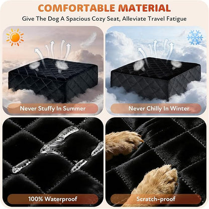 Dog Car Seat for Small/Medium Dogs, Dog Booster Seat with Thick Comfort Foam for Pets Up to 35 lbs, Washable & Detachable Pet Cars Seat with Safety Tether, Storage Pockets,Universal Car Seatbelt Clip