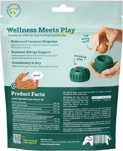 WOOF Pupsicle Refill Pops for Allergy Support for Dogs - Allergy Dog Treats for the Pupsicle Toy to Support Your Dog’s Natural Immune Defenses - Small Pops - 10 Count - 2 Pack