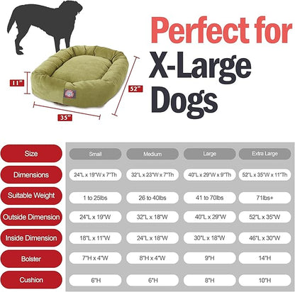 Majestic Pet Villa 52 Inch Shredded Memory Foam Dog Bed for X-Large Sized Dog 52x35x11 Inch–Orthopedic Pet Bed with Removable Washable Cover-Washable X-Large Puppy Mat with Head Support-Apple
