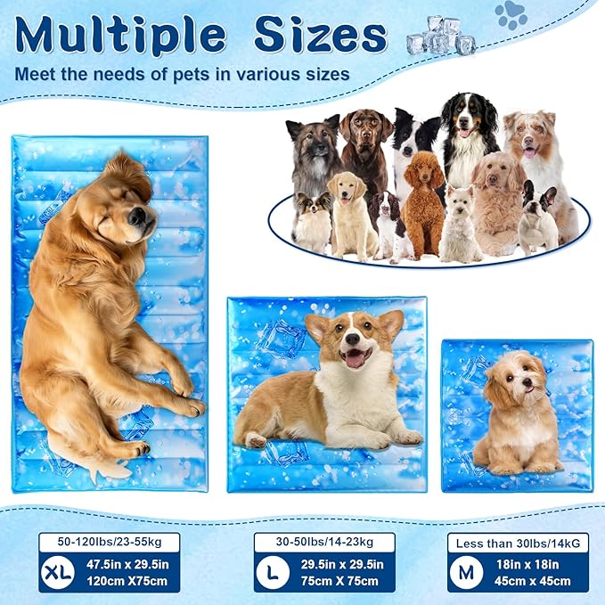 Dog Cooling Mat, Universal Pet Cooling Pad, Double-Sided Durable Water-Resistant, Portable and Easy to Clean, Suitable for All Pets, Keep Your Pet Cool Indoors and Outdoors（18 x 18 in）
