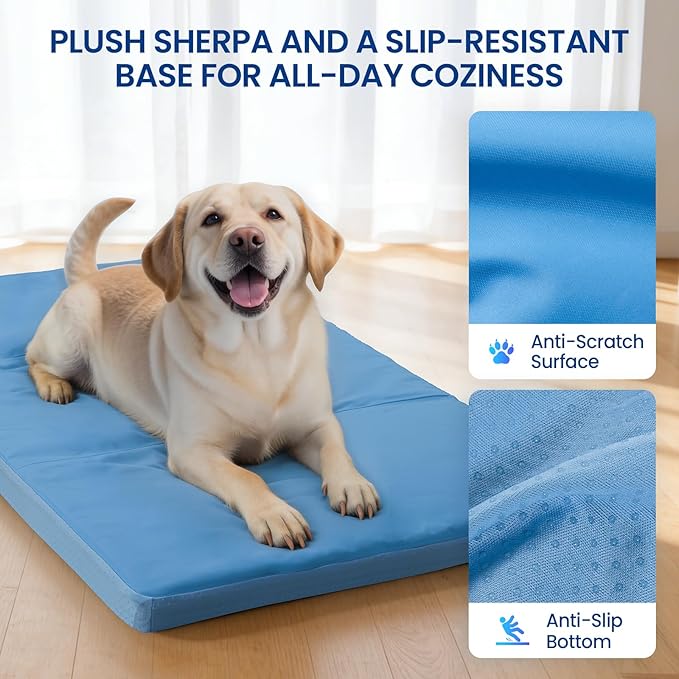 Orthopedic Dog Cooling Mat: Extra-Thick Self-Cooling with Removable Memory Foam & Non-Slip Bottom – Non-Toxic Gel – Indoor & Outdoor Summer Use for Dogs & Cats from 46-80 lbs