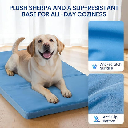 Orthopedic Dog Cooling Mat: Extra-Thick Self-Cooling with Removable Memory Foam & Non-Slip Bottom – Non-Toxic Gel – Indoor & Outdoor Summer Use for Dogs & Cats from 46-80 lbs