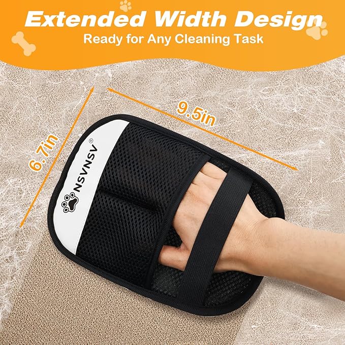 NSVNSV Pet Hair Removal Glove for Dogs Cats, Pet Hair Removal Tool, Reusable Electrostatic Pet Hair Gloves, Versatile Grooming Gloves for Washing, Deshedding, Grooming, White, 2 pcs