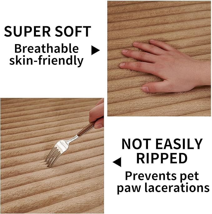 HAOMAIJIA Waterproof Couch Cover for Dogs Washable,Faux Fur Pet Couch Covers for Sofa,Soft Dog Bed Cover Non-Slip Couch Covers for 3 Cushion Couch Sofa Pet Friendly (Khaki, 35" x 74")