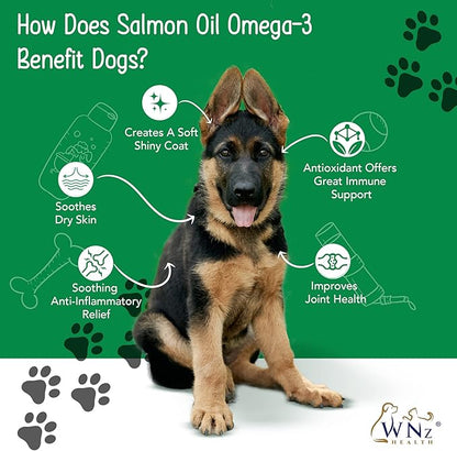 Omega 3 Skin and Coat Chews for Dogs, Dog Salmon Oil Supplement for Joint Pain Relief, Immune Support, Skin and Coat Supplements for Dogs, Chewable Dog Treats for Itchy Skin Relief, 55 Chews, 8 Oz