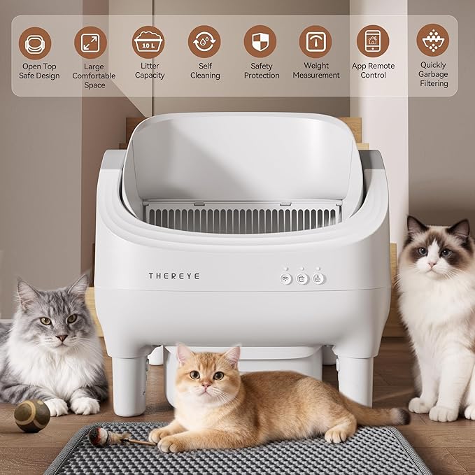 Automatic Litter Box with APP Control, Self Cleaning Cat Litter Box with Dual Safety Sensors, 11L Extra Large Waste Bin, Deodorization, Smart Kitty Litter Box with Mat for Multiple Cats