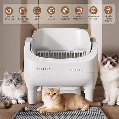 Automatic Litter Box with APP Control, Self Cleaning Cat Litter Box with Dual Safety Sensors, 11L Extra Large Waste Bin, Deodorization, Smart Kitty Litter Box with Mat for Multiple Cats