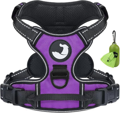 Joytale No Pull Dog Harness for Small Dogs, Reflective Pet Vest with Front Clip, Adjustable Soft Padded Harnesses with Easy Control Handle for Training and Walking, Purple, S