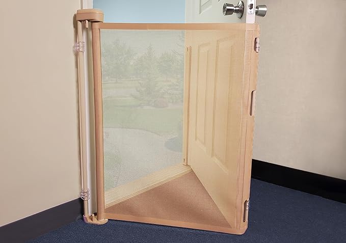 Bow Wow Barrier 28” Café by Smart Retract: Retractable Door Barrier for Dogs and Cats