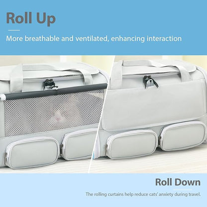 Cat, Dog Carrier for Pets up to 15 lbs, Soft-Sided Collapsible Pet Carrier with Upgraded Sturdy Base, Privacy Curtain and 2 Storage Bags, Cat Bag for Medium Cats and Small Dogs